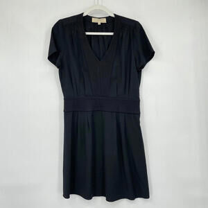 Women's Vanessa Bruno Athe Black Viscose/Wool Short Sleeve V-Neck Dress FR36/US4